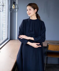 Tiaclasse L 【ダブルクロス】【洗える】フリルドレープワンピース