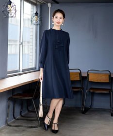 Tiaclasse L 【ダブルクロス】【洗える】フリルドレープワンピース