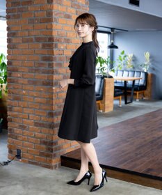 Tiaclasse L 【ダブルクロス】【洗える】フリルドレープワンピース