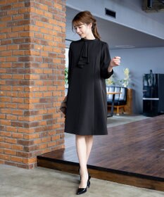 Tiaclasse L 【ダブルクロス】【洗える】フリルドレープワンピース