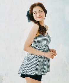 San-ai Resort（三愛水着楽園） 【WEB限定】ペプラムチェック3点セット【Beach Queen（ビーチクイーン）】