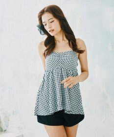 San-ai Resort（三愛水着楽園） 【WEB限定】ペプラムチェック3点セット【Beach Queen（ビーチクイーン）】