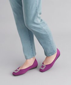 steppi 【洗える/撥水】ビジュー付 スクエア パンプス