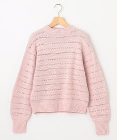 組曲 L 【WEB限定カラーあり】透かし編みバルキーボーダー柄ニット