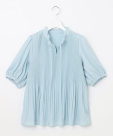 Feroux 【洗える】プリーツコンビ半袖 ブラウス