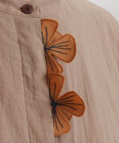 muuc 花刺繍モチーフのコットンローンワンピース