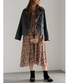 Te chichi フラワーシフォンフリルネックドレス