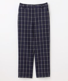 ANY 【洗濯機可/ストレッチ/ウエストゴム/裏起毛】マルチファンクションストレッチチェックテーパードパンツ