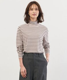 J.PRESS LADIES 【人気のため新色追加】PRINCE タートルネック ニット トップベージュ×ダークブラウン系