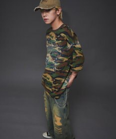 WEGO 【ユニセックス着用ITEM】ダメージアップリケグラフィックT（SS）