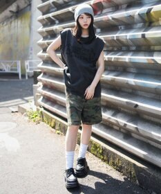 WEGO 【ユニセックス着用ITEM】ブリーチダメージアップリケノースリーブ