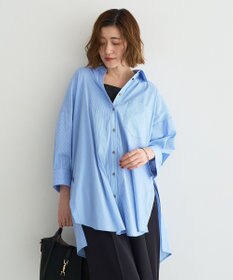 YECCA VECCA リブMIXストライプオーバーシャツ