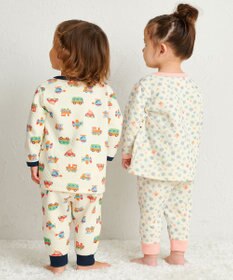 MIKI HOUSE HOT BISCUITS 【80-120cm】 あったかキルト素材 小花柄 腹巻き付き長袖パジャマ