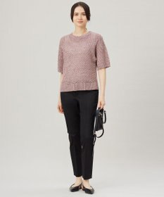 自由区 【洗える】カラーミックスメッシュリネン ニット