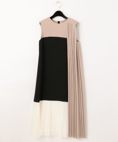 GRACE CONTINENTAL カラーブロックプリーツワンピース