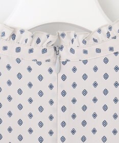 23区 L 【洗える】ジオメトリックパターン フリル ブラウス