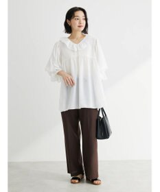 Green Parks 綿麻混イージーワイドパンツ