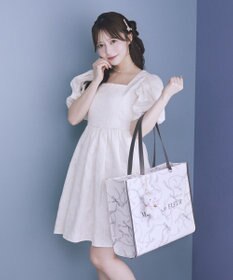 Maison de FLEUR リボンパールプリントマルチポケットトートバッグ
