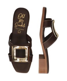 INTER-CHAUSSURES 【Oh my Sandals】メタルバックルローヒールミュールサンダル