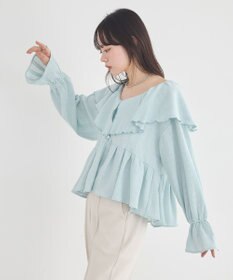 earth music&ecology 【予約】ラッフルカラーカットブラウス