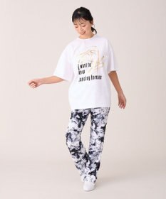 Chacott モノクロプリントブーツカットパンツ