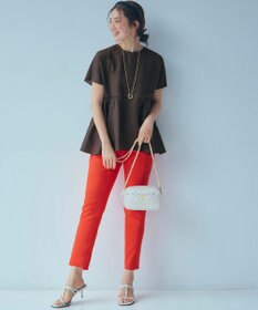 23区 【洗える】リネンレーヨンストレッチ テーパード パンツ