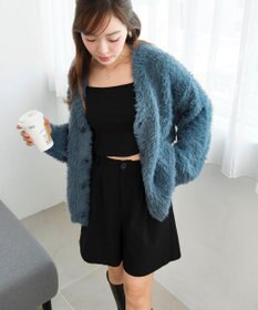 WEGO 【2025秋冬新作/ユニセックス着用ITEM/SMLサイズ展開】フェザーニットカーディガン