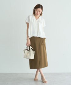 YECCA VECCA 刺繍カラーバルーンヘムブラウス