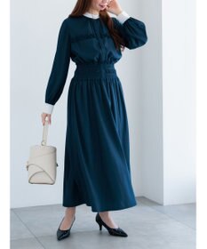 Te chichi バイカラーシャーリングワンピース