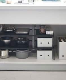 tower 伸縮シンク下ラック 2段 タワー D30 ブラック