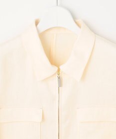 自由区 【XSサイズ～/洗える】ブライトリネンファイユ ジップアップブルゾン