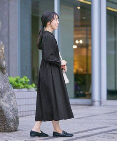 Tiaclasse 【洗える】バンドカラーチェック柄シャツワンピース