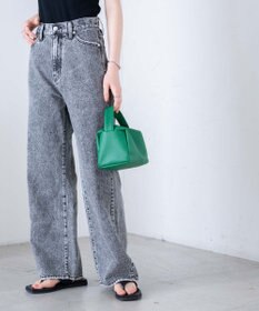 WEGO ウエストフィットワイドストレートデニムパンツ