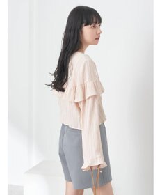 earth music&ecology フリル切替えショートブラウス