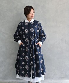 muuc 〈2WAY〉〈コットン×リネン〉〈高品質なドライタッチ生地〉〈遠州織物の工場で織られた上質なコットン生地〉野小花刺繍 羽織り＆ワンピースドレス