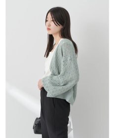 earth music&ecology 透かし編みテープヤーンカーディガン