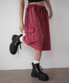 WEGO 【ウエストゴム】スウェットカーゴハーフパンツ