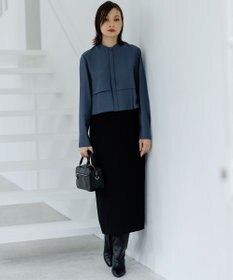 ICB L 【洗える】ウールワッシャーツイル シャツドッキング ワンピース