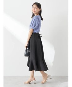 earth music&ecology アシメペプラムフレアバックレースミディ丈スカート