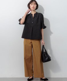 23区 L 【WEB&一部店舗限定/洗える】ドットプリント サッカー ブラウス