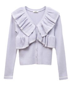 earth music&ecology Ｖネックフリルニットカーディガン