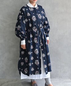 muuc 〈2WAY〉〈コットン×リネン〉〈高品質なドライタッチ生地〉〈遠州織物の工場で織られた上質なコットン生地〉野小花刺繍 羽織り＆ワンピースドレス