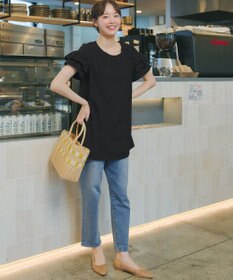 Tiaclasse L レースフレア袖チュニック