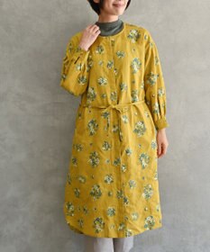 muuc 〈2WAY〉〈コットン×リネン〉〈高品質なドライタッチ生地〉〈遠州織物の工場で織られた上質なコットン生地〉野小花刺繍 羽織り＆ワンピースドレス