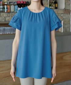 Tiaclasse L レースフレア袖チュニック