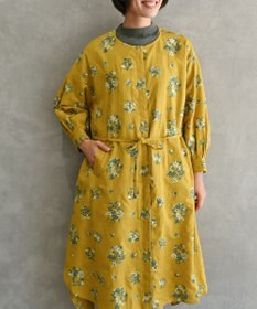 muuc 〈2WAY〉〈コットン×リネン〉〈高品質なドライタッチ生地〉〈遠州織物の工場で織られた上質なコットン生地〉野小花刺繍 羽織り＆ワンピースドレス