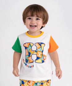 MIKI HOUSE HOT BISCUITS 【80-120cm】 バンダナ柄 ワッペン 半袖Tシャツ