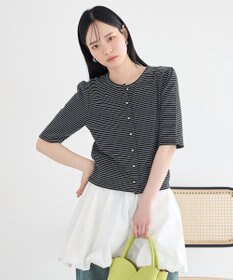 earth music&ecology ゴールドボタンボーダーカーディガン