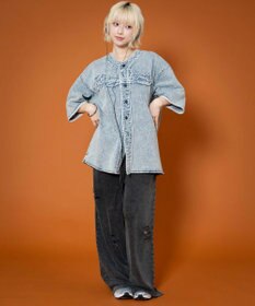 WEGO 【ユニセックス着用ITEM】ベースボールデニムグラフィックシャツ（SS）