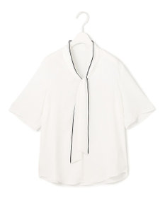 ICB 【先行予約】BackSatinAmunzen 5分袖配色ボウタイブラウス